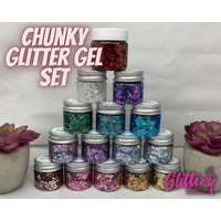 Glitter Set |Glittery Chunky Glitter Gels | Festival glitter .65 oz | Body Safe | Aloe | No Adhesive