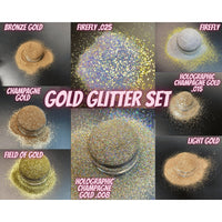 Gold Glitter Set |  8 gold colors set | Cosmetic grades |bonus glitter stars