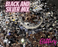 Black and Silver Chunky Glitter Mix Cosmetic for soap, resin, lip gloss, face and nails | body safe glitter| tumbler glitter