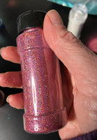 Holographic Pink Glitter | Cosmetic Grade | 1 oz Glitter | .008 Ultrafine | For Lip Gloss Face Body Hair Nails | Solvent Resistant