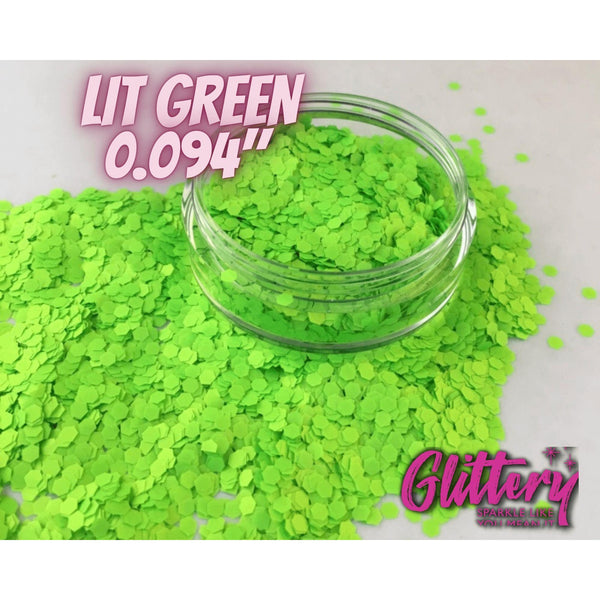 Lit Green Face and body UV Glitter, Lit green .094" Chunky, blacklight reactive, makeup, slime, resin, tumbler, diy glitter