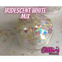 Iridescent White Chunky Glitter Mix Glitter for lip gloss, face and nails | body safe glitter | tumbler glitter