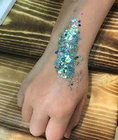 Mermaid-Glittery - Chunky Glitter Gel-Festival glitter .65oz | Mermaid Costume makeup | free iridescent glitter included