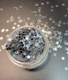 Chrome Silver Glitter Stars - Cosmetic grade glitter |1/8" stars | wholesale glitter stars for lip gloss, tumbler, resin crafts